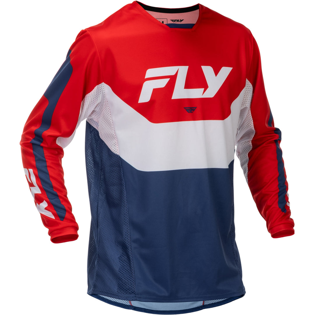 Fly Racing Kinetic Jersey Red/White/Blue - Front View