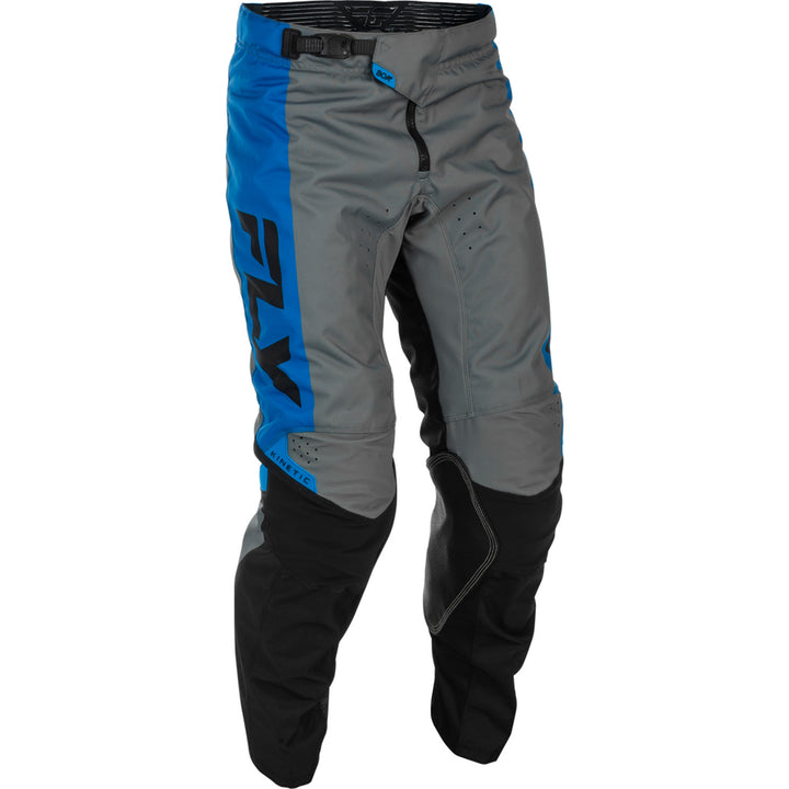 Fly Racing Kinetic Pants Blue/Grey/Black - Front Right Side View