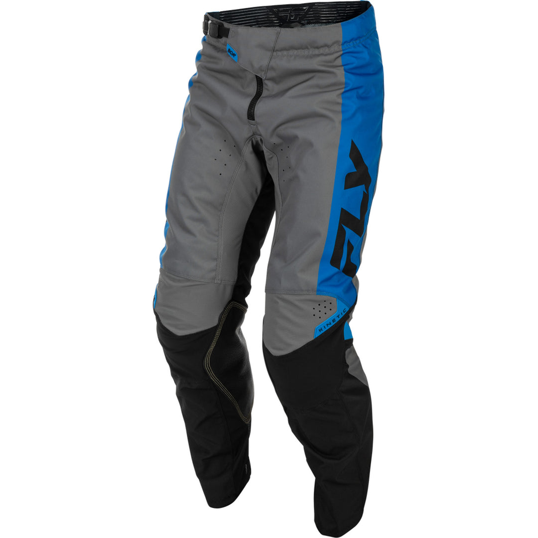 Fly Racing Kinetic Pants Blue/Grey/Black - Front Left Side View