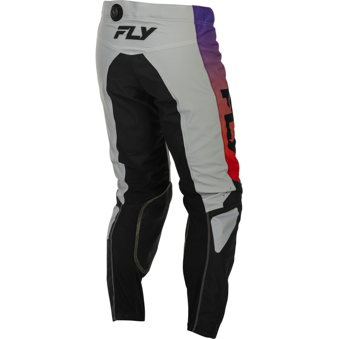 Fly Racing Kinetic Pants Grey/Red/Purple/Black - Rear Right Side View
