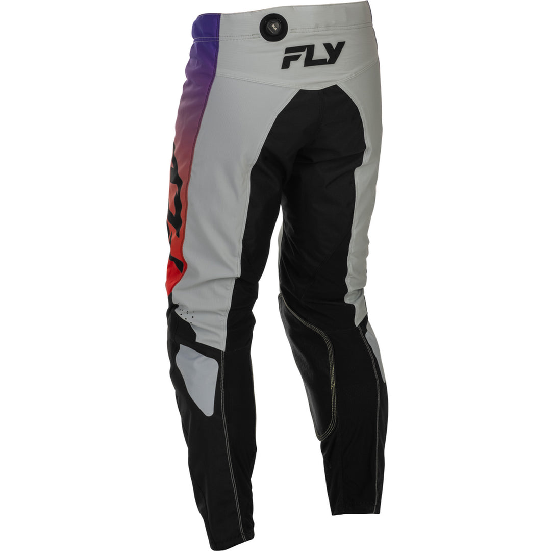 Fly Racing Kinetic Pants Grey/Red/Purple/Black - Rear Left Side View