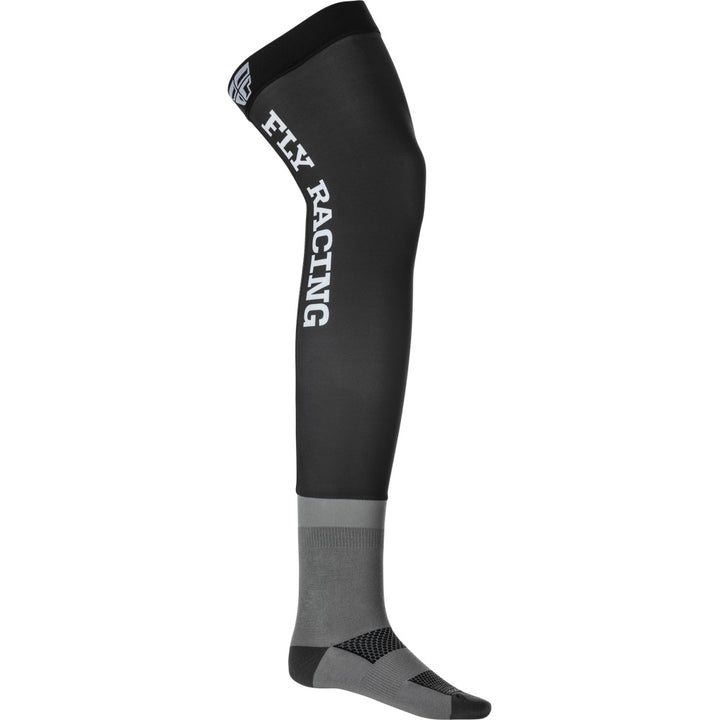 Fly Racing Knee Brace Socks Black/Grey/White - Side View