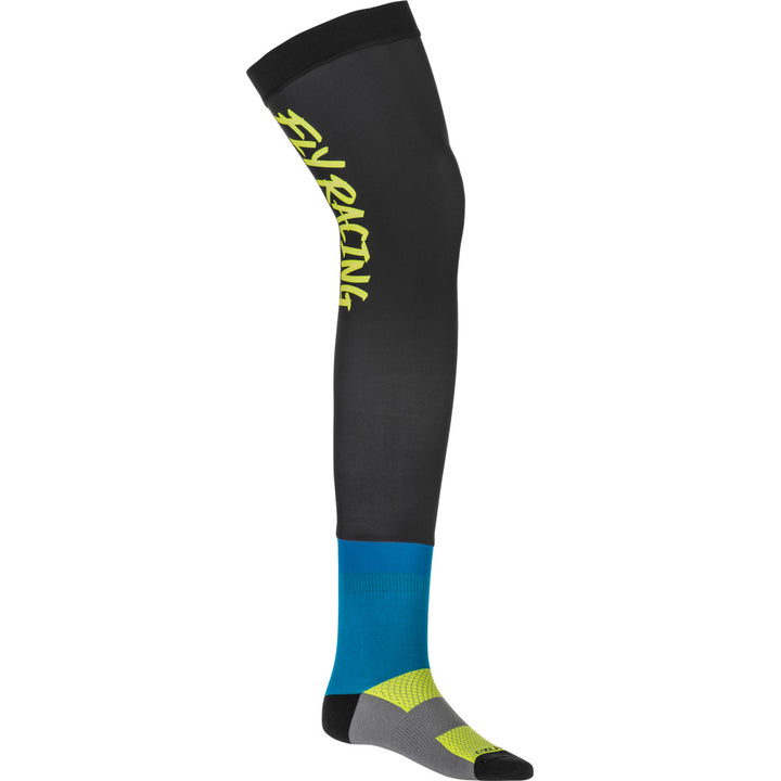 Fly Racing Knee Brace Socks Hi-Vis/Black/Blue - Side View