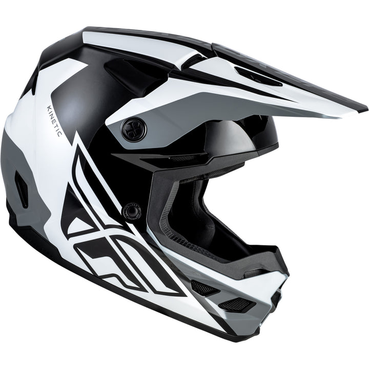 Fly Racing Kinetic Crest Helmet Black/White/Grey - Right Side View