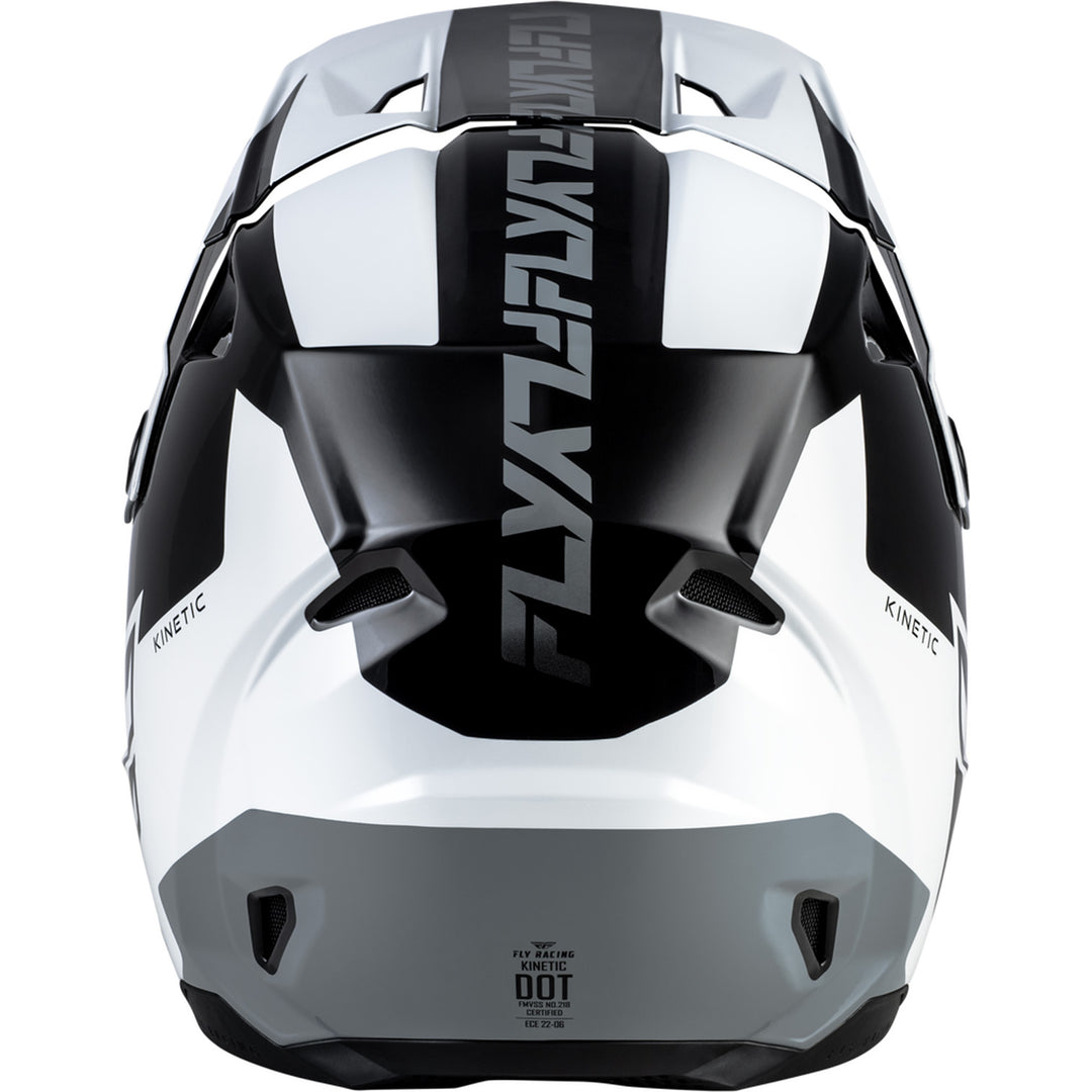 Fly Racing Kinetic Crest Helmet Black/White/Grey - Rear View