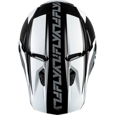 Fly Racing Kinetic Crest Helmet Black/White/Grey - Top Down View