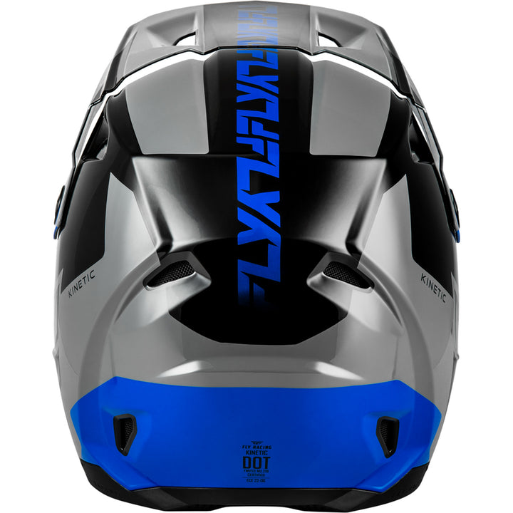 Fly Racing Kinetic Crest Helmet Grey/Black/Blue - Rear View