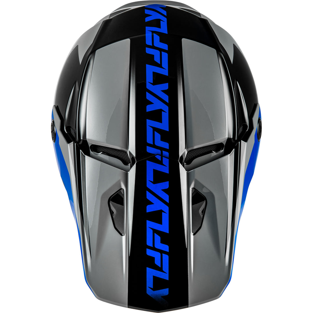 Fly Racing Kinetic Crest Helmet Grey/Black/Blue - Top Down View