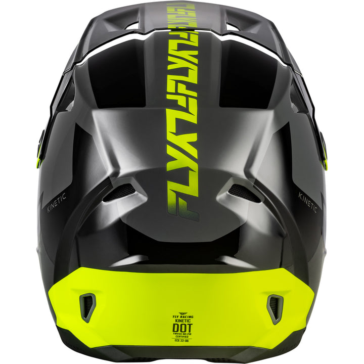 Fly Racing Kinetic Crest Helmet Grey/Black/Hi-Vis - Rear View