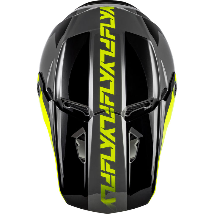 Fly Racing Kinetic Crest Helmet Grey/Black/Hi-Vis - Top Down View