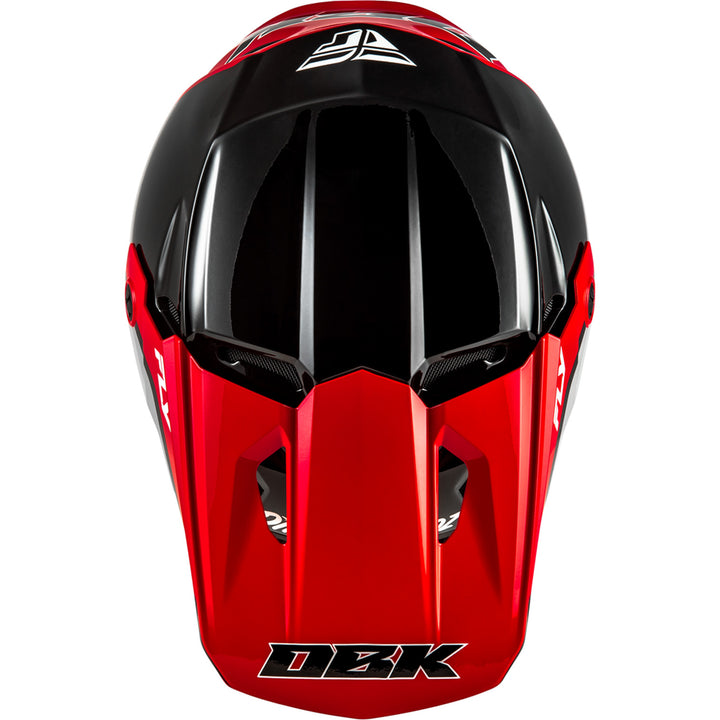 Fly Racing Kinetic dbk. Helmet Black/Red/Grey - Top Down View