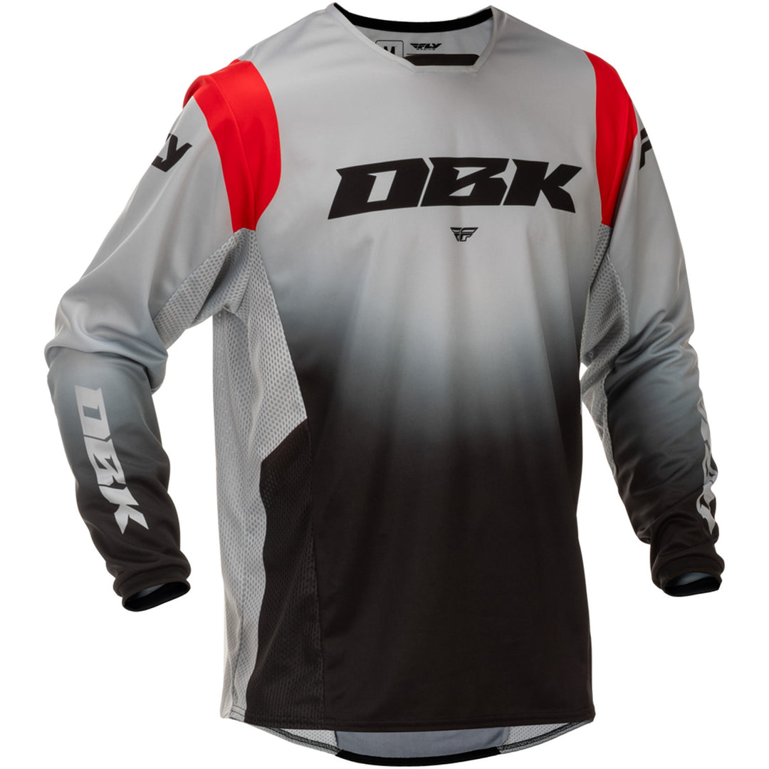 Fly Racing Kinetic dbk. Jersey Grey/Black/Red - Front View