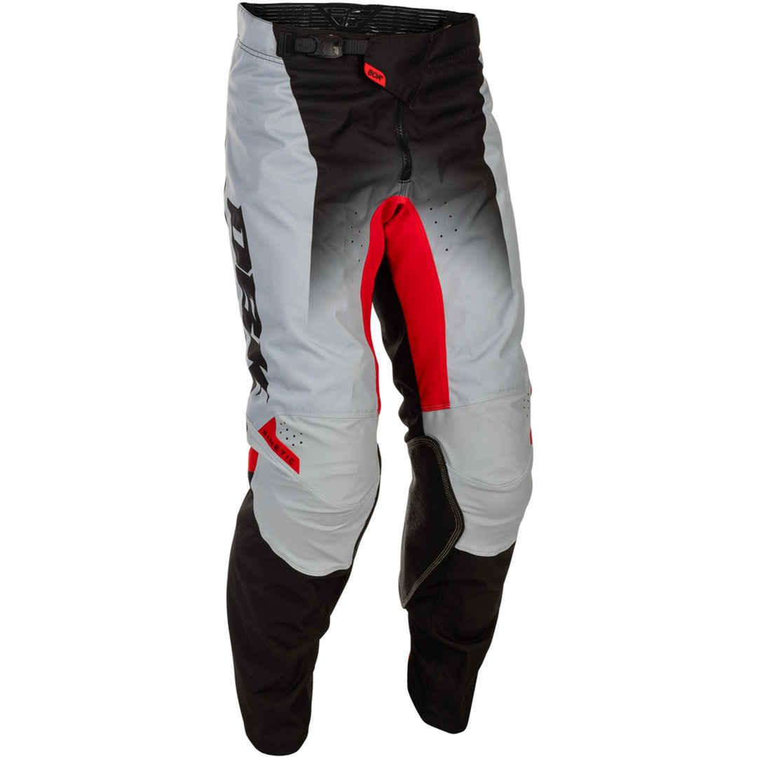 Fly Racing Kinetic dbk. Pants Grey/Black/Red - Front Right Side View