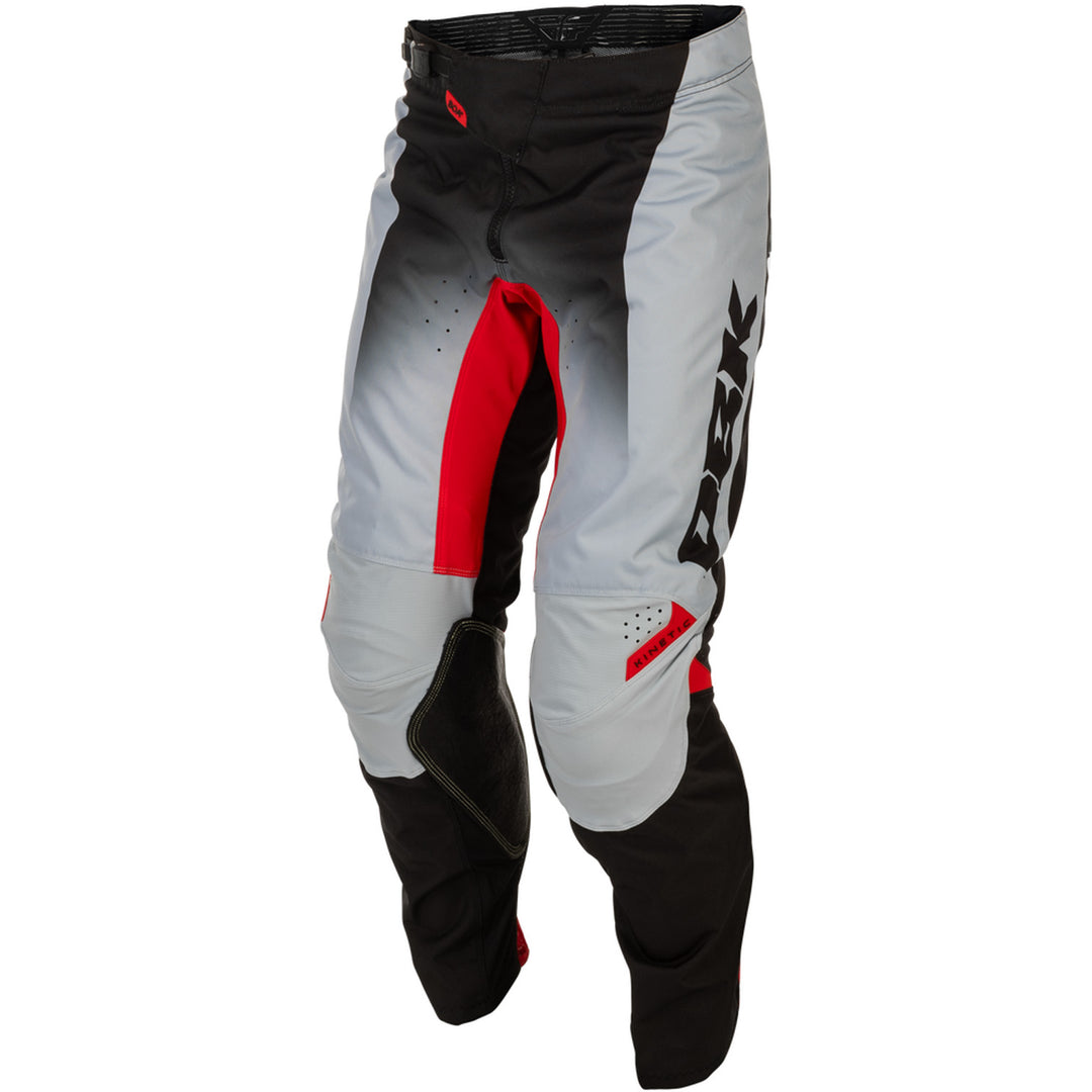 Fly Racing Kinetic dbk. Pants Grey/Black/Red - Front Left Side View