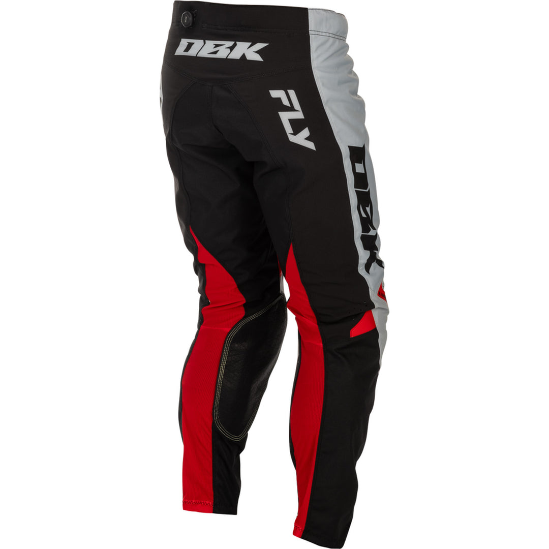Fly Racing Kinetic dbk. Pants Grey/Black/Red - Rear Right Side View