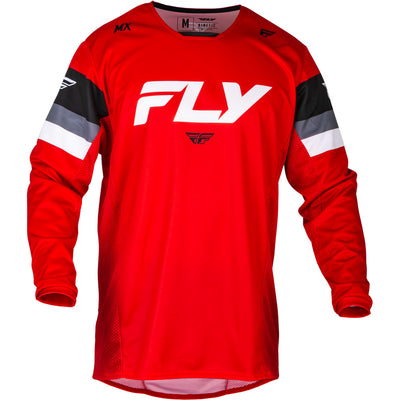 Fly Racing Kinetic Prix Jersey Red/Grey/White - Front View