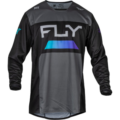 Fly Racing Kinetic Reload Jersey Charcoal/Black/Blue Iridium - Front View