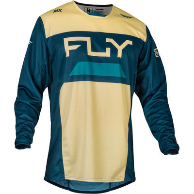 Fly Racing Kinetic Reload Jersey Ivory/Navy/Cobalt - Front View