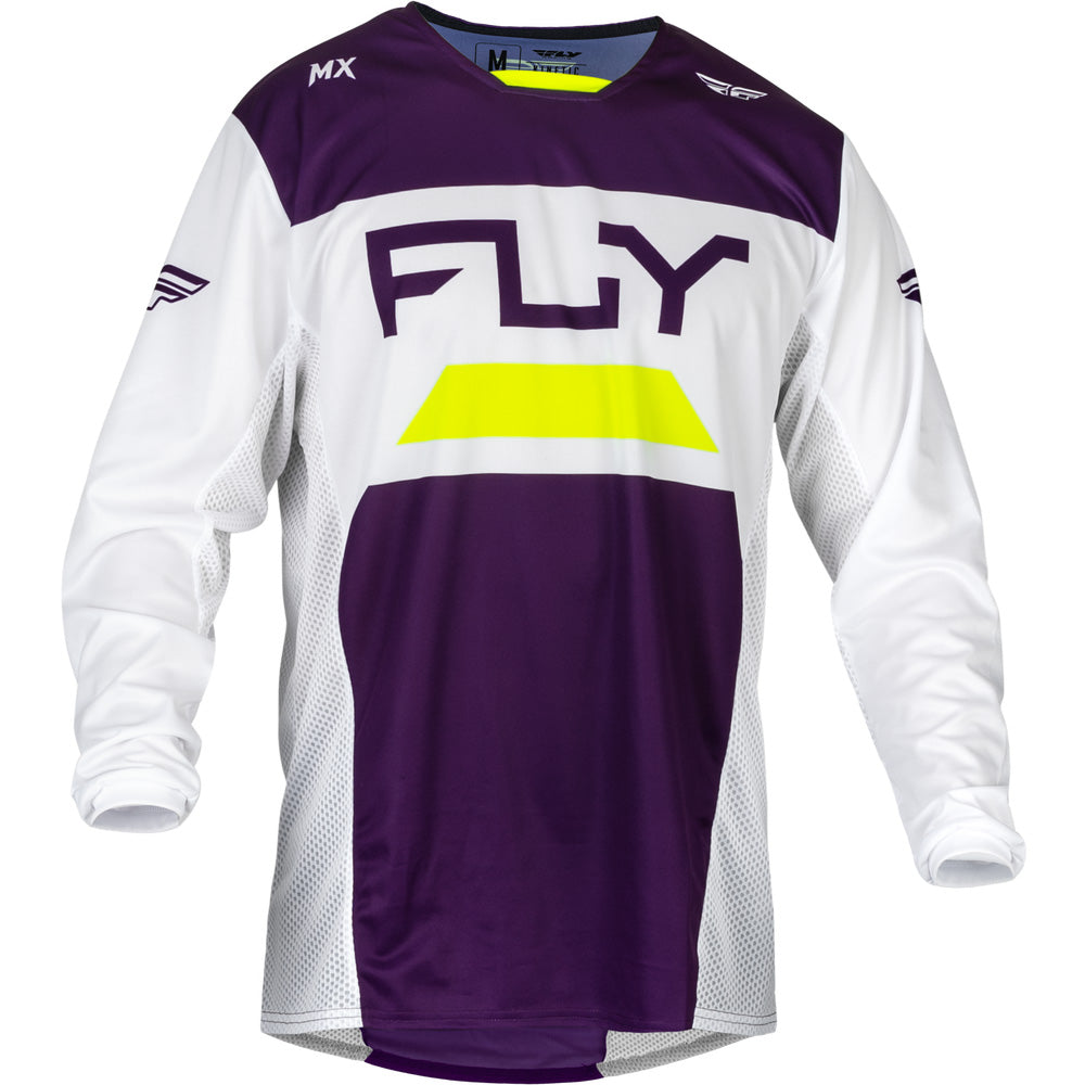 Fly Racing Kinetic Reload Jersey Deep Purple/White/Hi-Vis - Front View