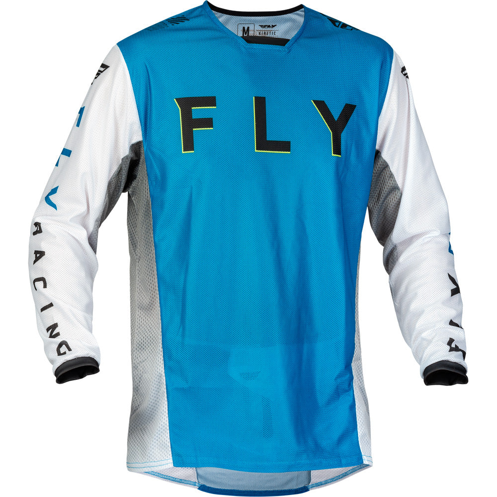 Fly Racing Kinetic Mesh Kore Jersey Blue/White/Hi-Vis - Front View