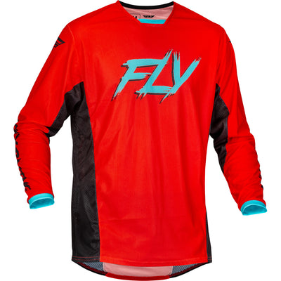 Fly Racing Kinetic Mesh Rave Jersey Red/Black/Mint - Front View