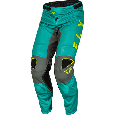 Fly Racing Kinetic Mesh Kore Pants Hi-Vis/Teal/Grey - Front Left Side View