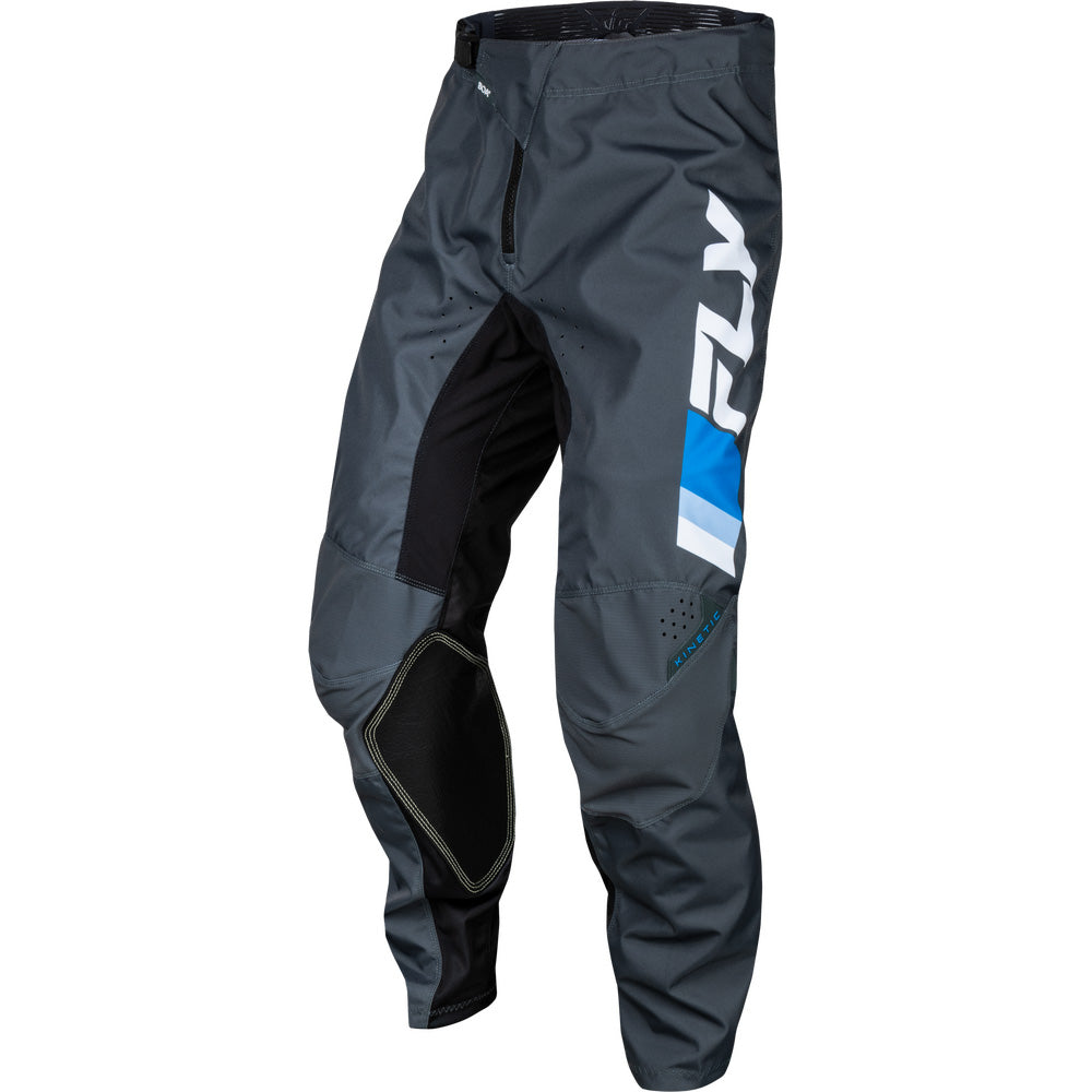 Fly Racing Kinetic Prix Pants Bright Blue/Charcoal/White - Front Left Side View