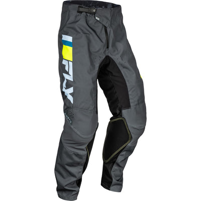 Fly Racing Kinetic Prix Pants Ice Grey/Charcoal/Hi-Vis - Front Right Side View