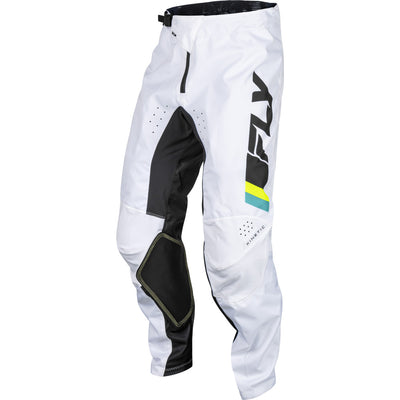 Fly Racing Kinetic Prix Pants White/Black/Hi-Vis - Front Left Side View