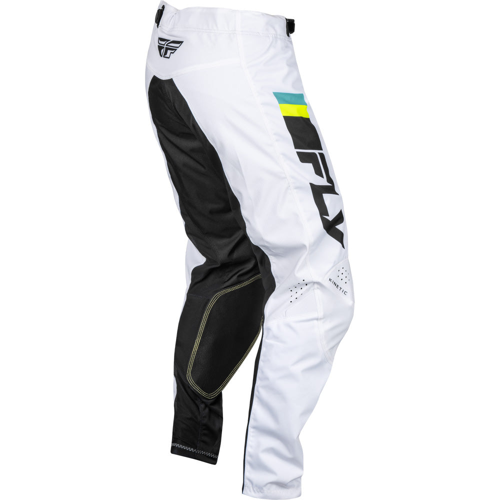 Fly Racing Kinetic Prix Pants White/Black/Hi-Vis - Rear Right Side View