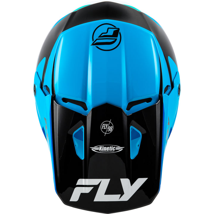 Fly Racing Kinetic Rally Helmet Blue/Black/White - Top Down View