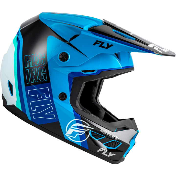 Fly Racing Kinetic Rally Helmet Blue/Black/White - Right Side View