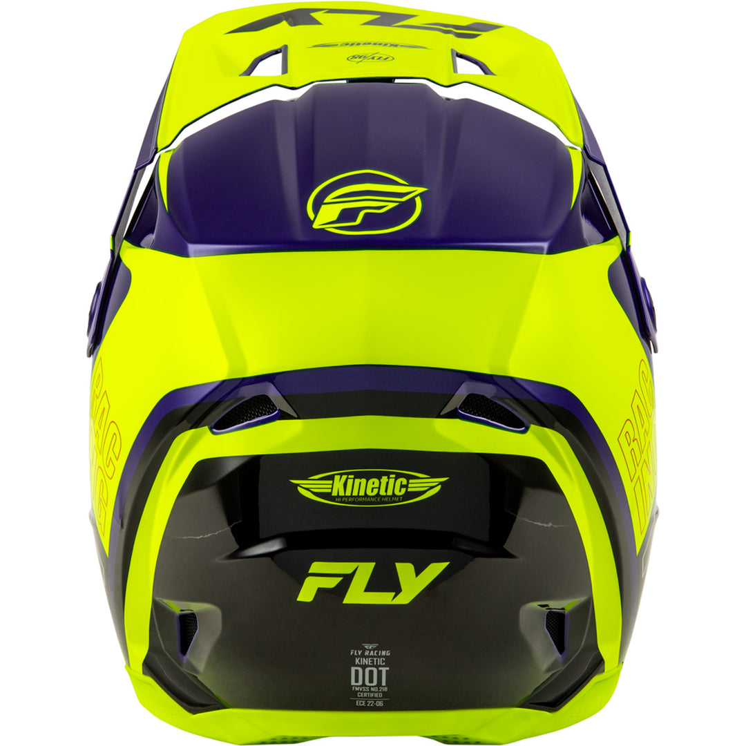 Fly Racing Kinetic Rally Helmet Hi-Vis/Blue/Black - Rear View