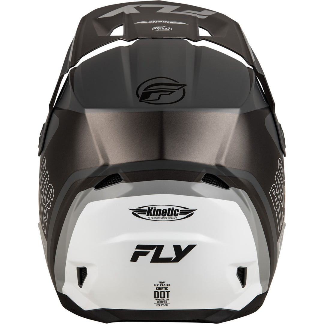Fly Racing Kinetic Rally Helmet Matte Grey/Black/White - Rear View
