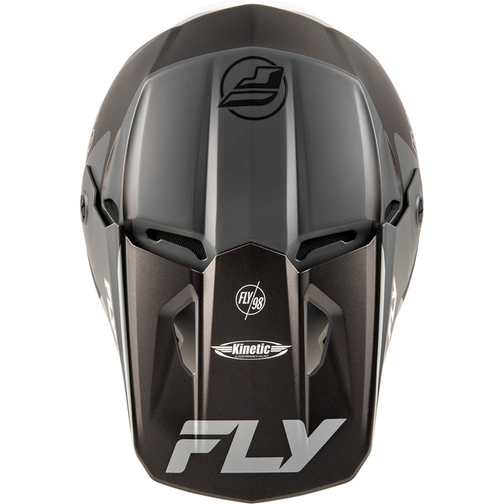 Fly Racing Kinetic Rally Helmet Matte Grey/Black/White - Top Down View