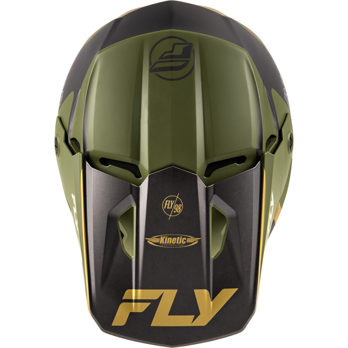 Fly Racing Kinetic Rally Helmet Matte Moss Grey/Khaki/Off-White - Top Down View