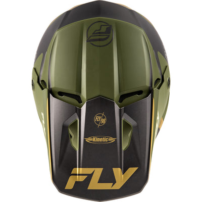 Fly Racing Kinetic Rally Helmet Matte Moss Grey/Khaki/Off-White - Top Down View