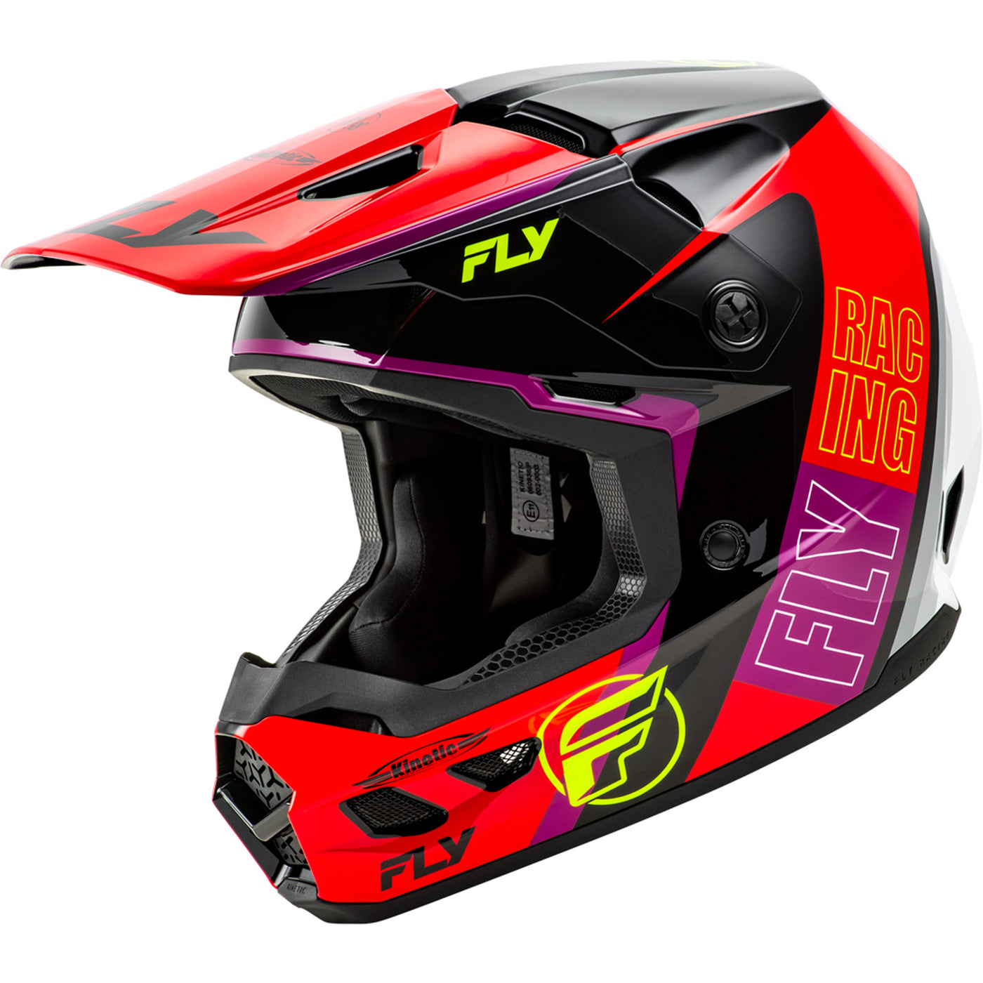 Fly Racing Kinetic Rally Helmet Red/Black/White - Front Left Side View