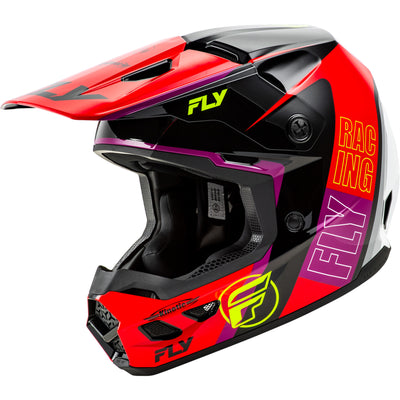 Fly Racing Kinetic Rally Helmet Red/Black/White - Front Left Side View