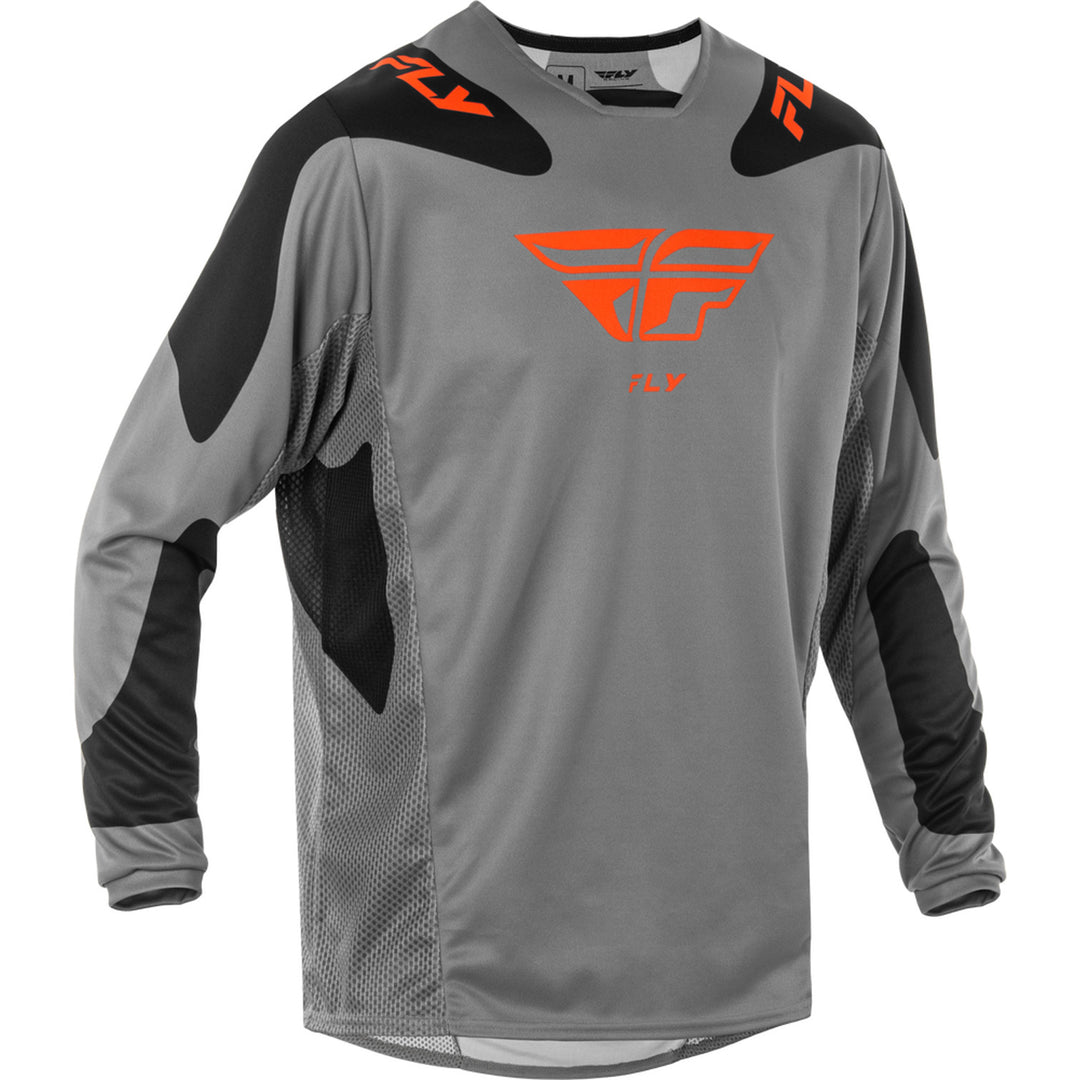 Fly Racing Kinetic Sym Jersey Grey/Orange/Black - Front View