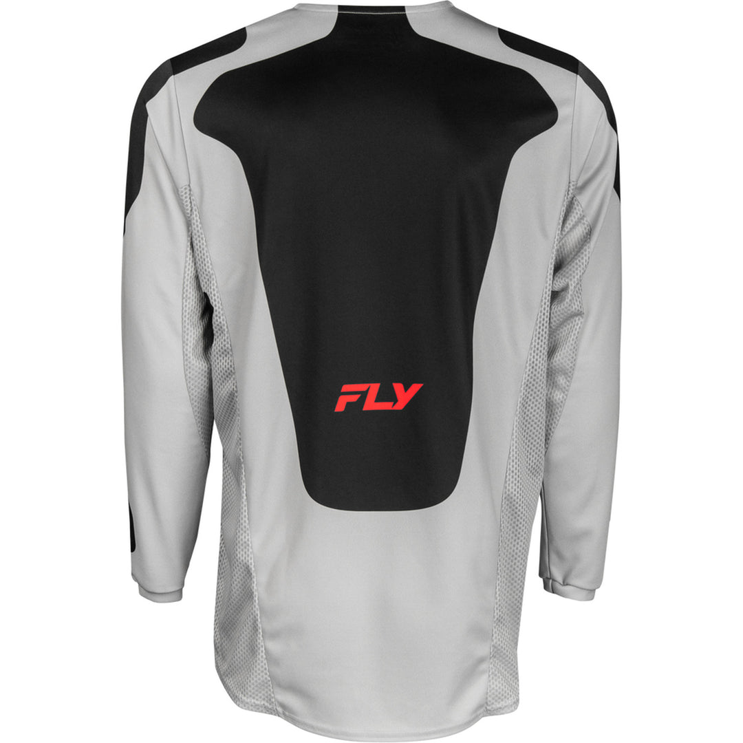 Fly Racing Kinetic Sym Jersey Light Grey/Red/Black - Rear View