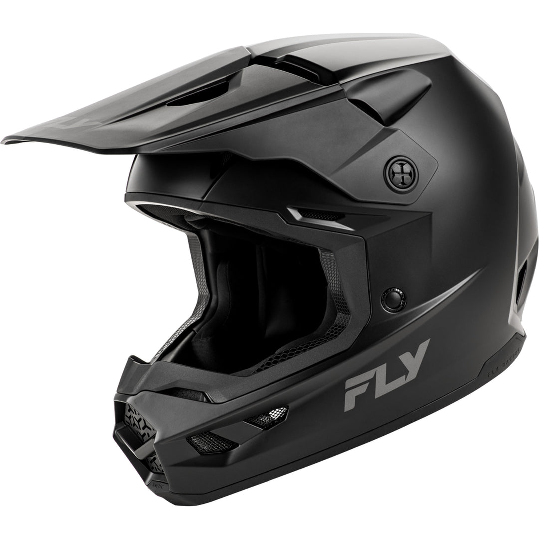 Fly Racing Kinetic Solid Helmet Matte Black - Front Left Side View