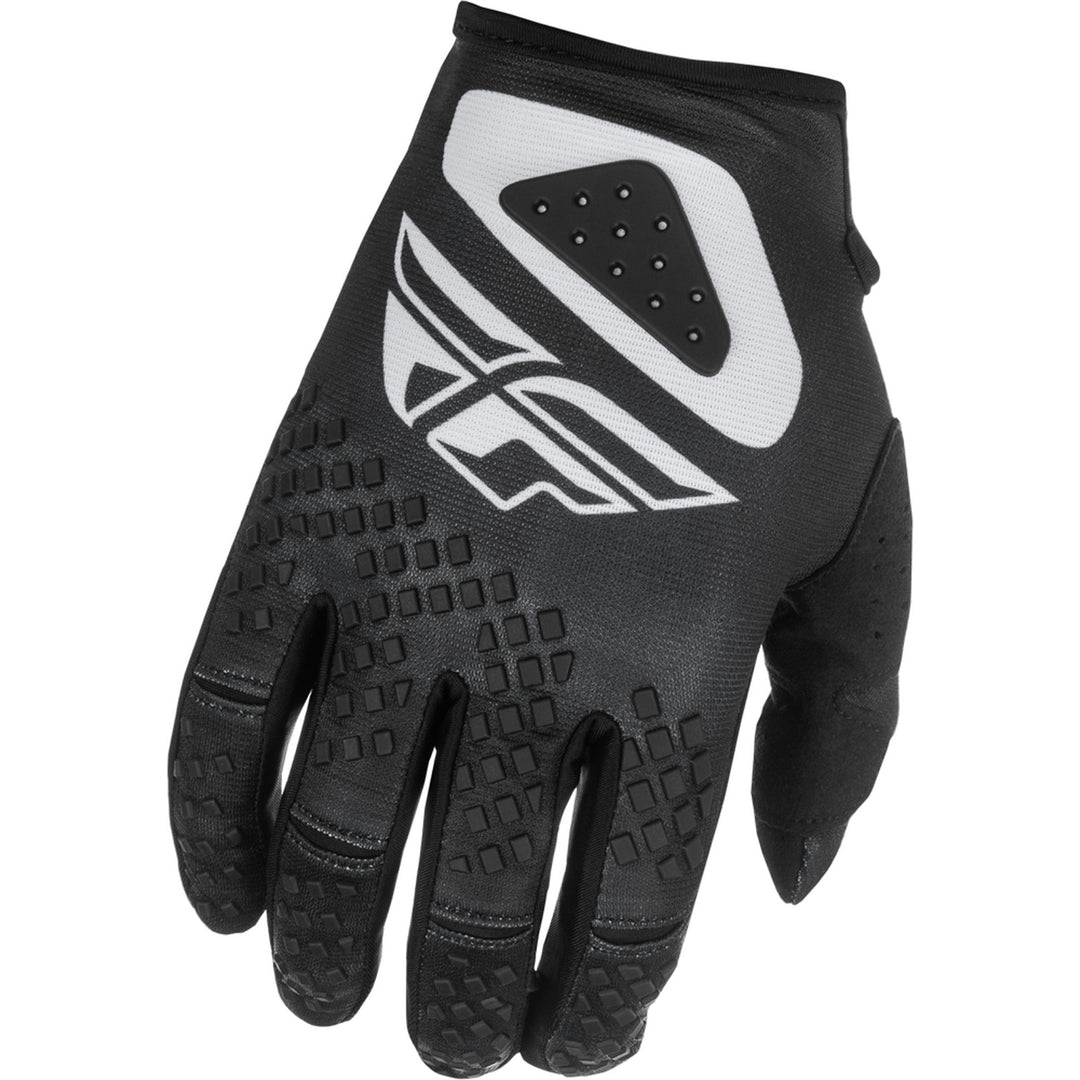 Fly Racing Kinetic Sym Gloves Black/White - Back of Right Hand View