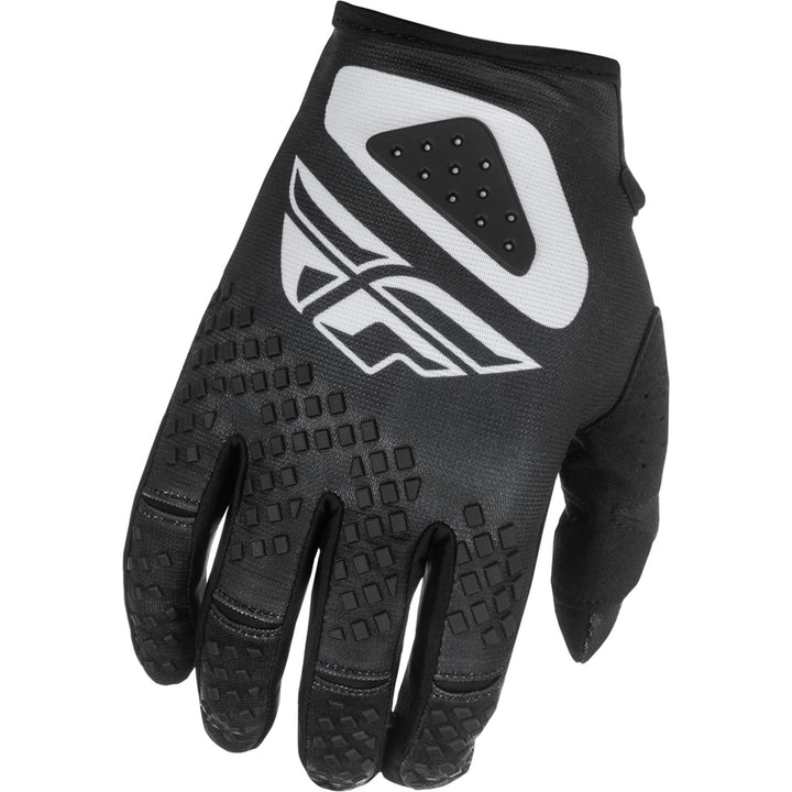 Fly Racing Kinetic Sym Gloves Black/White - Back of Right Hand View