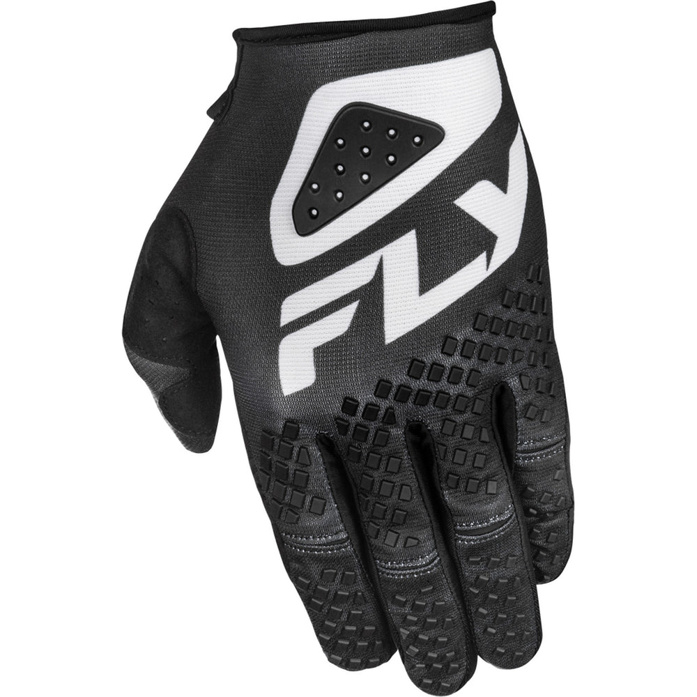Fly Racing Kinetic Sym Gloves Black/White - Back of Left Hand View