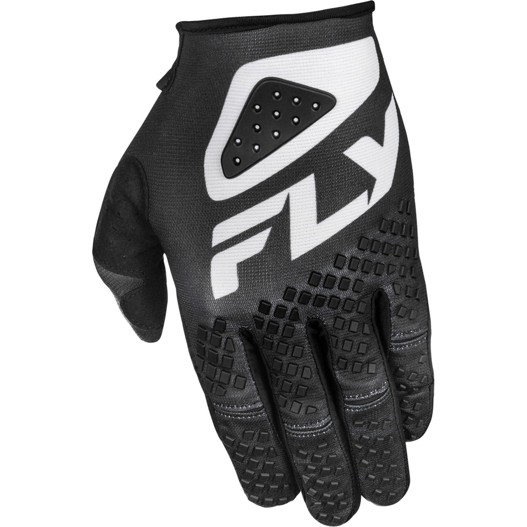 Fly Racing Kinetic Sym Gloves Black/White - Back of Left Hand View