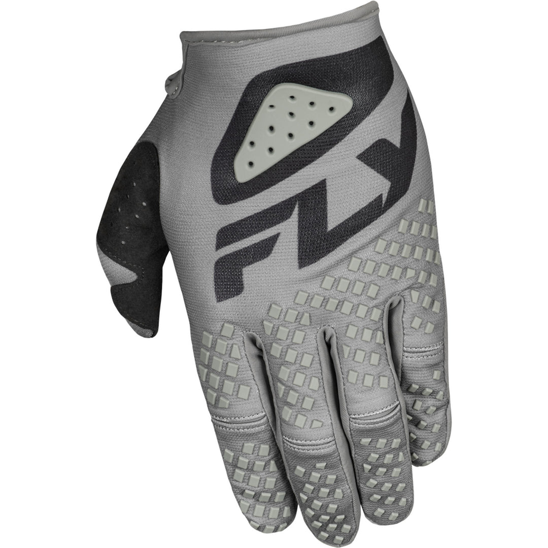 Fly Racing Kinetic Sym Gloves Grey/Black - Back of Left Hand View