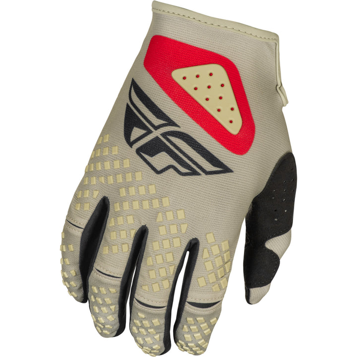 Fly Racing Kinetic Sym Gloves Light Grey/Red/Black - Back of Right Hand View