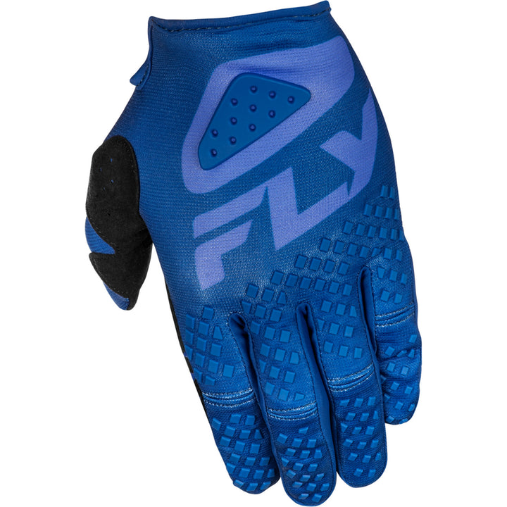 Fly Racing Kinetic Sym Gloves Ultramarine/Dark Blue - Back of Left Hand View