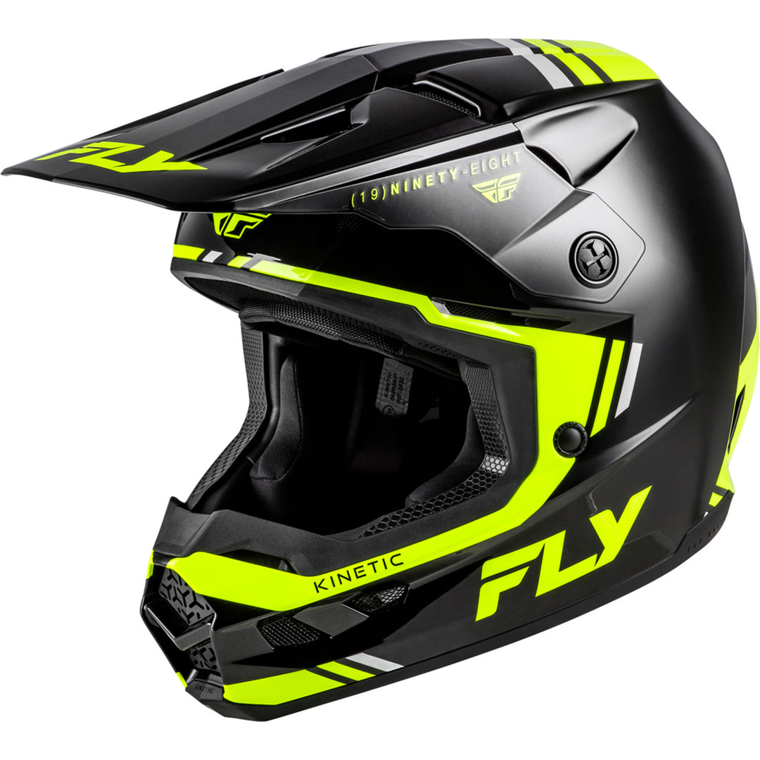 Fly Racing Kinetic Verdict Helmet Black/Hi-Vis/Grey - Front Left Side View